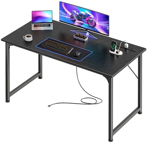 PRAISUN 40 X 20 Inch Computer Desk, Power Outlets, USB-C, Black - color: Black, size: 40inch