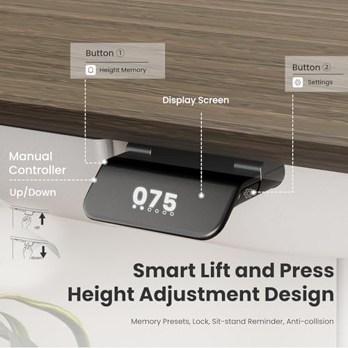 COLAMY Electric Standing Desk 55x28 Inch, Wobble-Free Dual Motor Sit Stand Up Home Office Computer Desk, Motorized Workstation Gamer Studio Table with Drawers, Outlets & Footrest,Walnut,White - color: Walnut + White