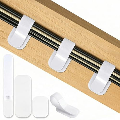 Under Desk Cable Management, Self-Adhesive Hook and Loop Straps, Adjustable Reusable Wire Organizer for Home Office Essentials (20 Pairs) - color: White