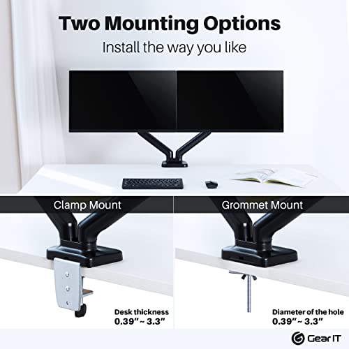 GEARit Dual Monitor Arm Mount Gas Spring Desk Stand for 32 Inch VESA 75 100