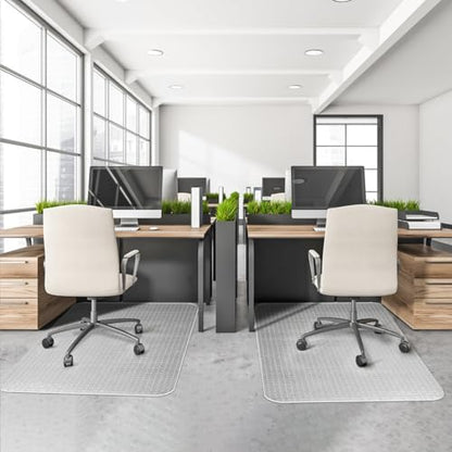 BesWin Office Chair Mat for Carpeted Floors, 46'' x 96'' Large Desk Chair Mat for Low Carpets, Premium Quality Hard Carpet Protector for Work, Home, Gaming, Easy Glide and Flat Without Curling - size: 46" X 96" Rectangle