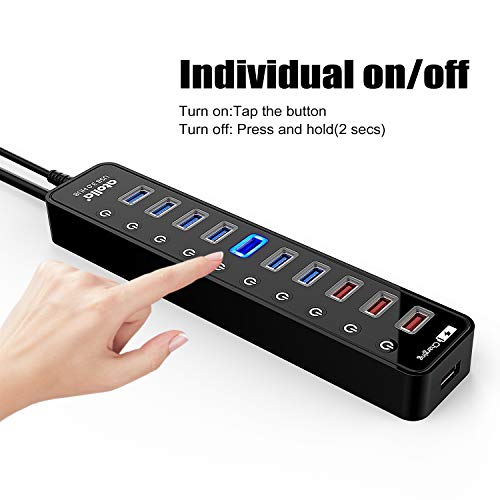 Powered USB 3.0 Hub, atolla 11 Ports, 7 USB 3.0 Data Ports+4 Charging Port