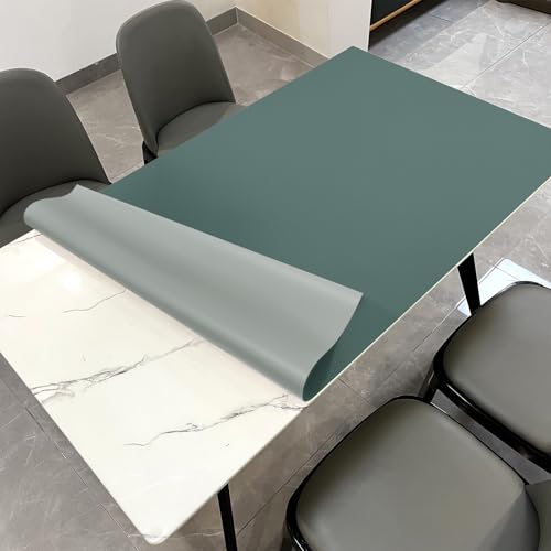Faux Leather Table Cover,1.8mm Thick,30x48 Inch Desk Cover,Large Desk Mat,Table Protector,Table Cover Protector,Kitchen Table Cover,Dining Table Mat,(Aqua Blue+Gray,30x48) - color: Aqua Blue+gray, size: 30×48inch