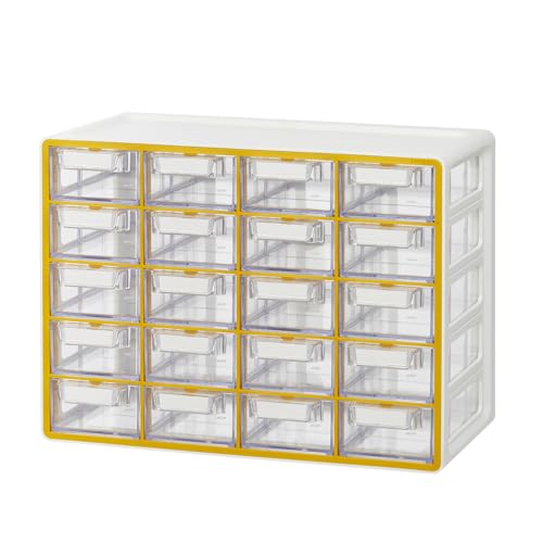 Blue Ginkgo 20-Drawer Storage Cabinet Organizer, Yellow, Made in Korea | Stackable. Adjustable. Easy Visibility. - color: YELLOW, size: 20 Drawer