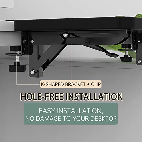 Sisyphy Ergonomics Desk Extender Tray, 9.5x9.1" Punch-Free Clamp on, Foldable Keyboard Drawer Tray, Table Mount Arm Wrist Rest Shelf, Computer Elbow Arm Support - color: White, size: 9.1*9.5"(23cm*24m)