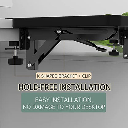 Sisyphy Ergonomics Desk Extender Tray, 9.5x9.1" Punch-Free Clamp on, Foldable Keyboard Drawer Tray, Table Mount Arm Wrist Rest Shelf, Computer Elbow Arm Support - color: Maple, size: 9.1*9.5"(23cm*24m)