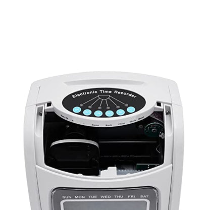 Time Clocks for Small Business, LED Display Time Clock Bundle with 50 Cards, 1 Backup Ribbon & 2 Keys in/Out Time Attendance Machine Employee Attendance Punch Recorder