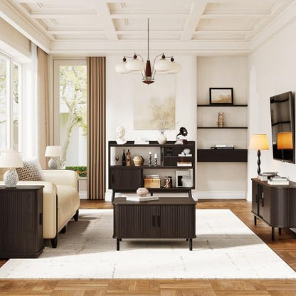 ONBRILL 51.2" Sideboard Buffet Cabinet with Outlet & Sliding Door, Brown - color: Brown, size: 51.2"