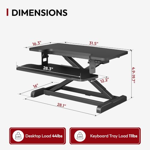 SANODESK 32" Electric Standing Desk Converter,Height Adjustable Riser for Office Home, Monitor and Laptop Workstation with Large Keyboard Tray, Black Color - color: Black, size: 32"