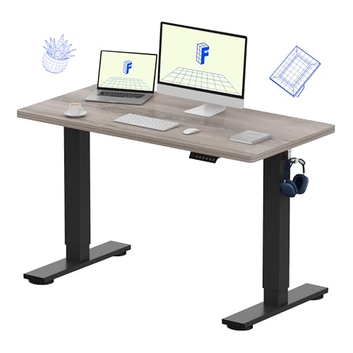 FLEXISPOT EN1 One-Piece Standing Desk, Electric Adjustable with 4 Memory Presets, 176 LBS Capacity, Stable & Quiet, Seamless Desktop for Home Office & Dual Monitors, 48"x24" Gray Wood - color: Gray Wood, size: 48x24"