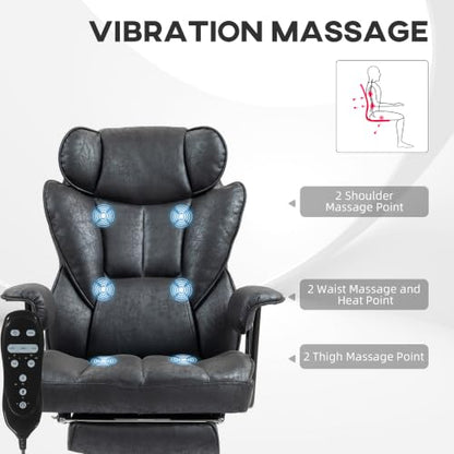 HOMCOM Massage Executive Office Chair 6 Vibration Points 400LBS Black - color: Black