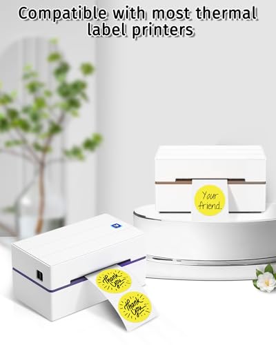 iEager 2 Inch Round Thermal Labels, Yellow Circle Thermal Printer Stickers - color: Yellow, size: 2 INCH