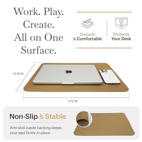 Rikan Desk Blotter Keeps Your Workspace Organized & Stylish - Luxury Blotter Desk Pad with Vegan Leather for Elegance - Perfect Laptop Pad Protects Your Desk, Enhances Style & Productivity - Beige - color: Beige, size: 17 IN x 13 IN
