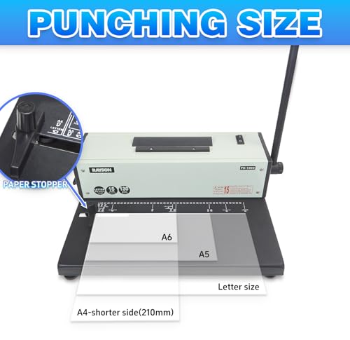Rayson PD-1503 Coil Binding Machine 43-Hole 4:1 Spiral Binder with Inserter