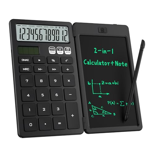 Desk Calculator with Erasable LCD Notepad Calculators ROATEE Desktop Basic Calculators for Middle School Cute Pocket Simple Calculator Office Desk Accessories Supplies Home Office Essential Big Button - color: Black