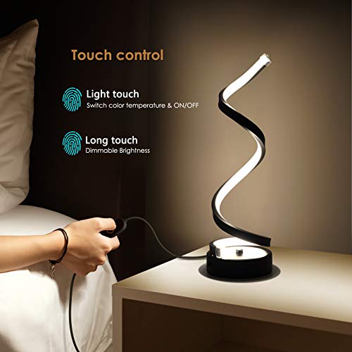 NUÜR Table Lamps for Living Room Set of 2, Black Dimmable LED Lamp, Small Bedside Lamps, Nightstand Lamp for Bedroom Office Home Living Room - color: Black 2 Pack