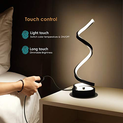 NUÜR Table Lamps for Living Room Set of 2, Black Dimmable LED Lamp, Small Bedside Lamps, Nightstand Lamp for Bedroom Office Home Living Room - color: Black 2 Pack