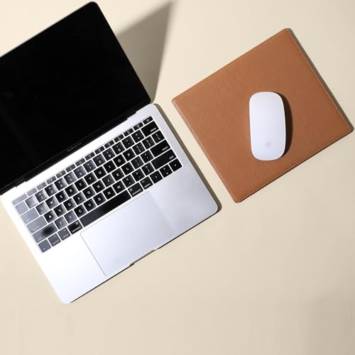 Leathology Classic Mouse Pad - Full Grain Leather - Cognac | Desk Pad with Microsuede Bottom – Ergonomic, Durable & Stylish Workspace Accessory - color: Cognac, size: 9.1" x 8.2"
