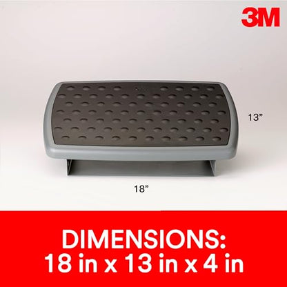 3M Adjustable Foot Rest, 18 in Wide Non-Skid Platform, Grey