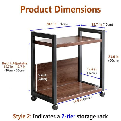 Mobile Printer Under Desk Cart for Documents, Storage Office Machine Stand with Steel Frame, Multi-Tier Shelf for Home Easy-Assemble(3-Tier) - size: 3-Tier