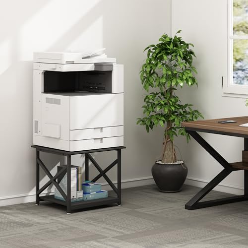 Fannova 2 Tier Large Printer Stand 23.6"x23.6"x22.6" with Storage Shelf | Heavy Duty 3D Printer Table with Industrial Wheels - All 4 Lock, Home Office Rolling Printer Cart, Mini Fridge Stand, Black - color: Black
