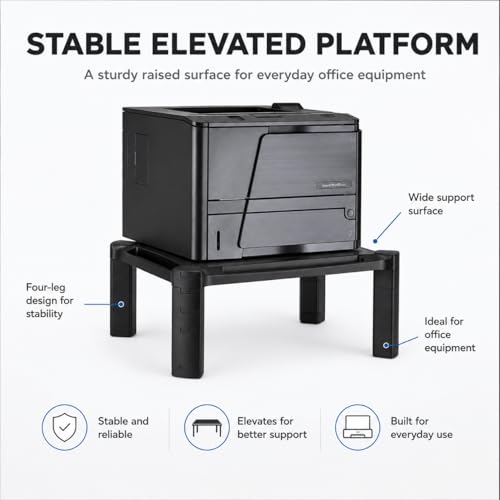 Mount-It! Monitor Stand Riser with Storage, 13-32", Black | Height adjustable desk shelf for monitor & printer, large 19" platform holds up to 22 lbs, desk organizer.