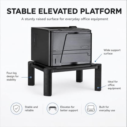 Mount-It! Monitor Stand Riser with Storage, 13-32", Black | Height adjustable desk shelf for monitor & printer, large 19" platform holds up to 22 lbs, desk organizer.