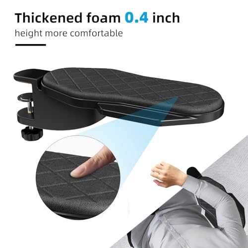CABTE Ergonomics Desk Extender Tray, Table Mount Arm Wrist Rest Shelf | 180° Swivel Elbow Arm Support, Computer Desk Extender Tray for Home and Office (Black - Rotating) - size: 11.8"