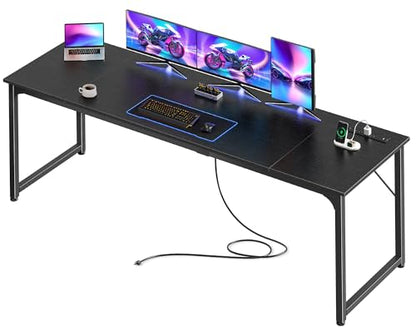 PRAISUN 80 X 24 Inch Computer Desk, Power Outlets, USB-C, Black - color: Black, size: 80inch