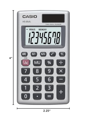 Casio HS-8VA Mini 6-Function Calculator - size: 1 Count (Pack of 1)