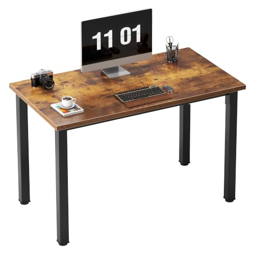 Need Small Computer Desk, 39.4 Inch Sturdy Writing Table, Compact, Rustic | Black Metal Frame, Teens Study Table, Home Office Desk, Adjustable Feet, Water-Resistant, Dorms & Bedrooms, Easy Assembly - color: Rustic Brown, size: 39.4 inches