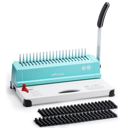 OFFNOVA Binding Machine, 21-Hole 450 Sheets Paper Comb Punch Binder Machine for Letter Size / A4 / A5 Paper, Easy to Punch Handle, Adjustable Margin, Mint with White Base - style: Single-arm White