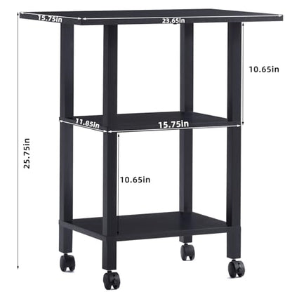 YUFAM 3 Tier Home Printer Stand with Storage, Black - color: Black, size: 15.75"D×23.65"W×25.7"H