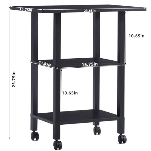YUFAM 3 Tier Home Printer Stand with Storage, Black - color: Black, size: 15.75"D×23.65"W×25.7"H