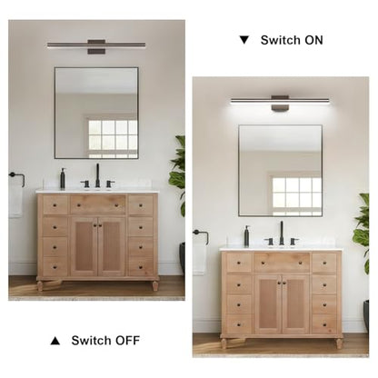 SineRise 32-Inch LED Modern Bathroom Vanity Light Bar, Brown Modern Acrylic Bathroom Wall Lighting Fixtures Over Mirror (Cool White 6000K) - color: Brown-Cool White, size: 32-Inch