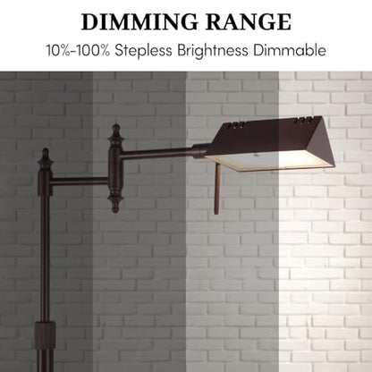 Bairth Oil-Rubbed Bronze Reading Floor Lamp,Dimmable Pharmacy Standing Lamp | 3 Color Temperature, Dimmable, 17W LED, Height Adjustable, 360°Swing Arm, for Living Room, Bedroom, Office, Craft & Sewing - color: Oil-Rubbed Bronze