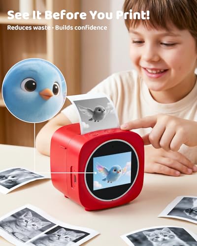 Usteetic Sticker Printer AI Voice-Powered Sticker Maker for Kids – Portable Thermal Inkless Sticker Maker Machine with 3 Paper Rolls–DIY Crafts, Creative Toy Gift for Boys Girls Ages 3+