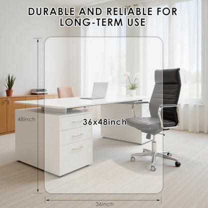 Kuyal 1/5" Thick Office Chair Mat, Heavy Duty Hard Computer Chair Mat | 36" x48", Under Desk Protector Carpeted Floors Mats, Easy Chair Movement, Can be Used on Carpet or Hard Floor, Ship Flat - size: 36" x 48" x 1/5" Rectangle