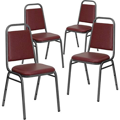 Flash Furniture Hercules Vinyl Banquet Chair, Burgundy, 4-Pack - color: Burgundy Vinyl/Silver Vein Frame, size: Set of 4