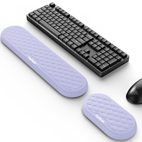 TopMade Upgraded Wider Wrist Rest Set, Soft Memory Foam Keyboard Hand Rest Pad, Computer Ergonomic Keyboard Mouse Wrist Support for Typing Pain Relief, Comfort for Office, Gaming, Study, Purple - color: Purple Set