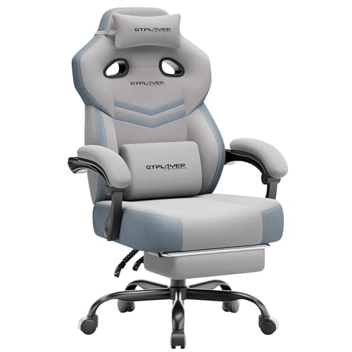 GTPLAYER Big & Tall Gaming Chair, Wide Seat with Footrest, Gray - color: 05 Gray