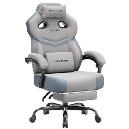 GTPLAYER Big & Tall Gaming Chair, Wide Seat with Footrest, Gray - color: 05 Gray
