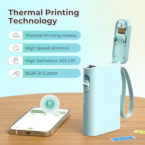 Nelko P21 Label Maker Machine with Tape, Bluetooth Label Printer, Cyan - color: Cyan
