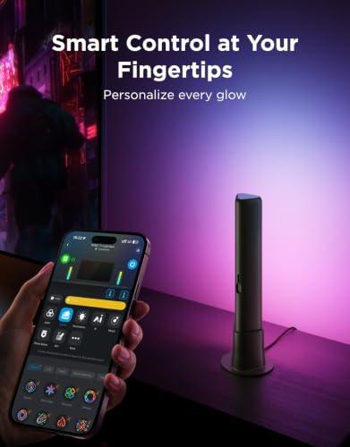 Govee Smart Light Bar, RGBICWW TV Lights for Living Room, Gaming, Black - color: Black