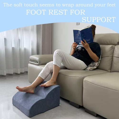 Foot Rest for Under Desk at Work.Multifunctional 3-Tier Foot Stool - color: Light Blue