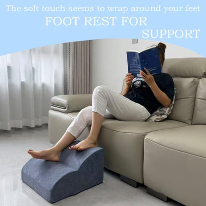 Foot Rest for Under Desk at Work.Multifunctional 3-Tier Foot Stool - color: Light Blue
