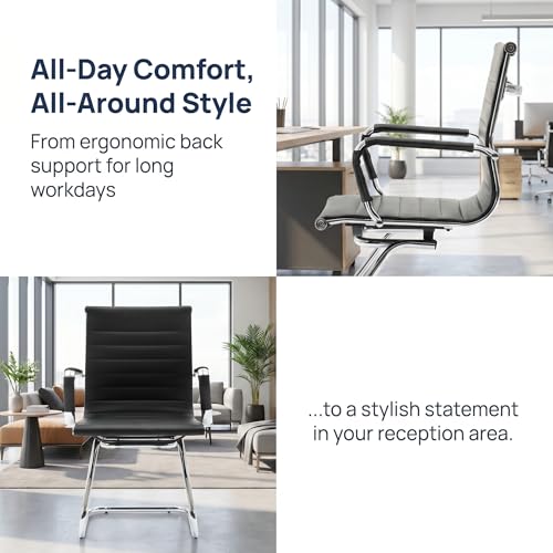 HNY 4-Pack PU Leather Office Guest Chairs - color: Black, size: 4 PCS