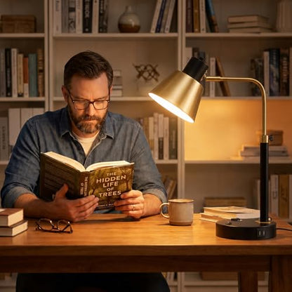 Adjustable Desk Lamp with Dual USB-C/A & AC Outlet 340° Swivel Lamp Head - style: Modern 1