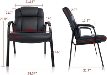 CLATINA Big Tall 500 LBS Wide Guest Chair Heavy Duty, Leather Side Reception Chairs with Padded Armrest No Wheels, Executive Office Desk Chair for Meeting Conference Waiting Room Home, Black 6 Pack - color: Black, size: 4 Pack
