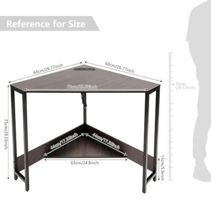Corner Desk with Outlets and USB Ports, Triangle Desk with Storage